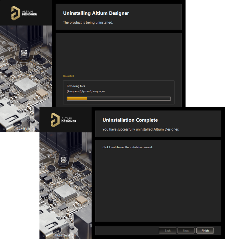 The Altium Designer Uninstaller in action!